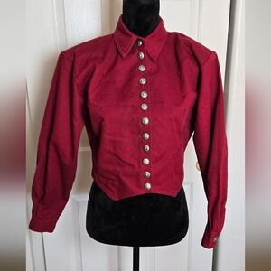 Vintage Western Burgundy Button-Up Women's Top